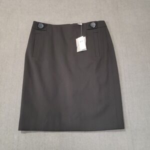 Ann Taylor Skirt Womens Size 6 Wool Black Button Detail Pockets New